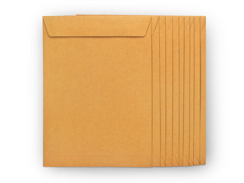 Envelope documents on vintage wood