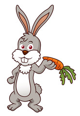 illustration of Cartoon rabbit holding a carrot
