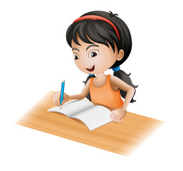 A girl writing