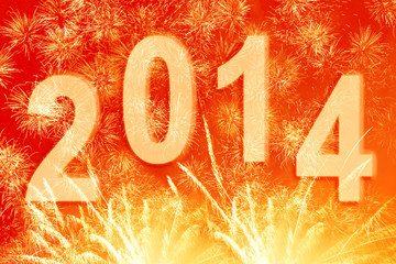 New Year 2014 fireworks background