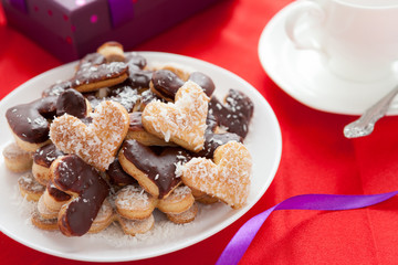 biscuits for Valentine's Day on a white plate