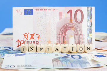 Inflation concept with Euro money