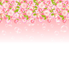 桜　春　ピンク　背景　シャボン玉