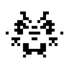Deurstickers Pixel eenvoudig monster pixelgezicht