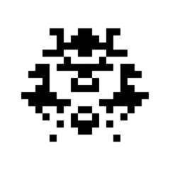 Deurstickers Pixel eenvoudig monster pixelgezicht
