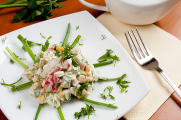Crab salad with sweet corn