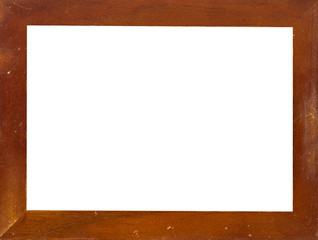 Obraz premium Vintage picture frame, wood plated, white background, clipping p
