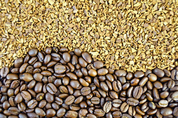 Coffee beans and a granular texture