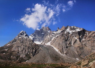 White cloud  .above mountain Ladakh range, Northern India