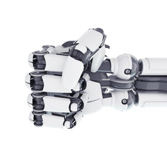 Isolated robotic fist on white background
