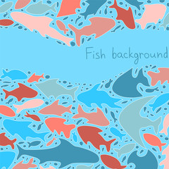 Obraz na płótnie Canvas Kolorowe tło jasne ryby morskie, wektor