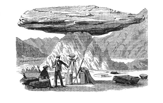 Eistisch/ Gletschertisch auf dem Mer de Glace (Alte Lithographie)e)