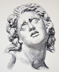 Litography of  bust "The dying Alexander"  - 1897