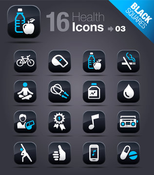 Black Squares - Health and Fitness icons
