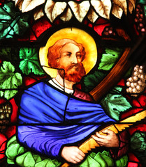 Fototapeta na wymiar Apostle, stained glass, St Germain-l'Auxerrois church, Paris