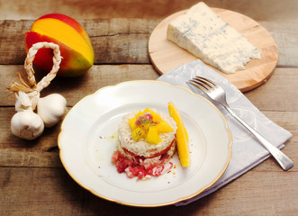 risotto with mango and gorgonzola