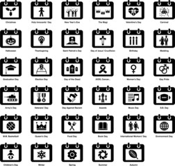 Set of calendars with different icons