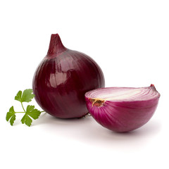 Red sliced onion and fresh parsley still life