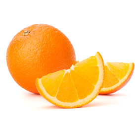 Whole orange fruit and his segments or cantles