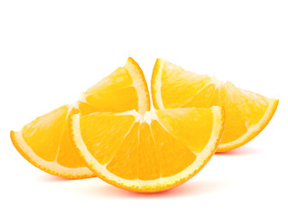 Three orange fruit segments or cantles