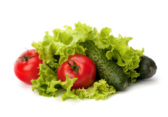 Tomato, cucumber vegetable and lettuce salad