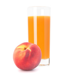 Peach fruit juice in glass