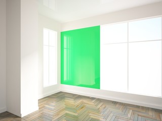 empty interior with green wall