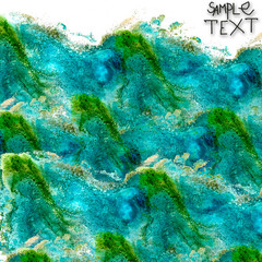 background hand  art watercolour blue green brush texture isolat