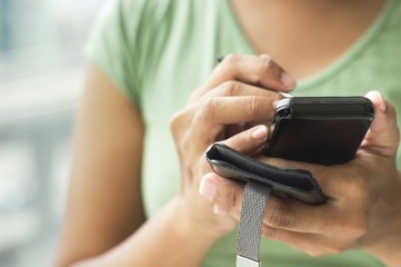 woman using smartphone
