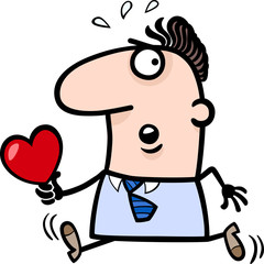 man with valentine card cartoon illustration