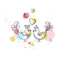 The outline of the birds on a white background