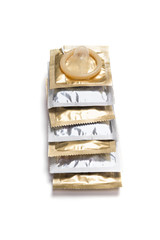 condom packs on a white background