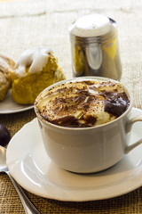 Hot chocolate cup with whipped cream