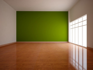 wide empty interior with a green wall
