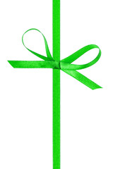 thin green bow with vertical ribbon