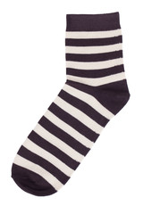 Black sock in a light yellow stripes