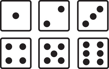 Isolated dice showing every side