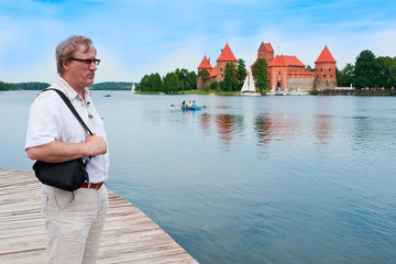Fototapeta premium Middle-aged man in Trakai, Lithuania