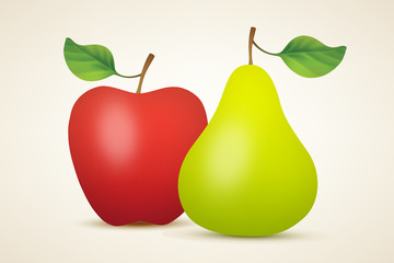 Red apple and green pear