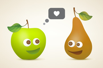 Funny apple and pear