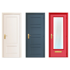 Collection doors isolated on white. Vector design. 