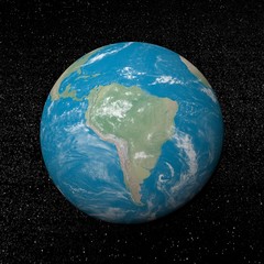 South america on earth - 3D render
