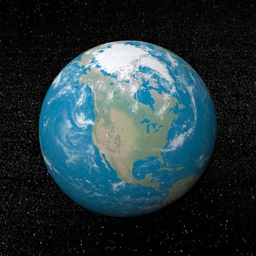 North america on earth - 3D render
