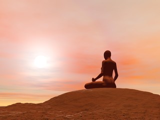 Meditation pose, padmasana - 3D render