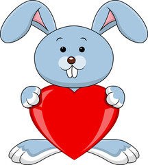 Funny rabbit holds love heart