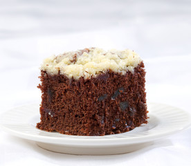 Sweet dice slice brownie cake topping with icing