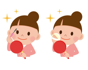 お化粧をする女性セット