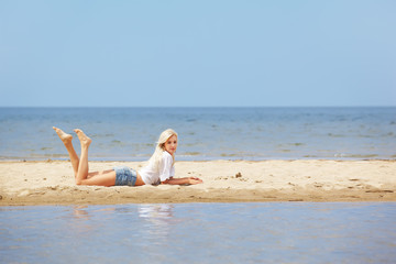 blonde girl on beach