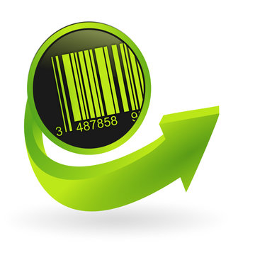 bouton code barre fl&ecirc;che verte