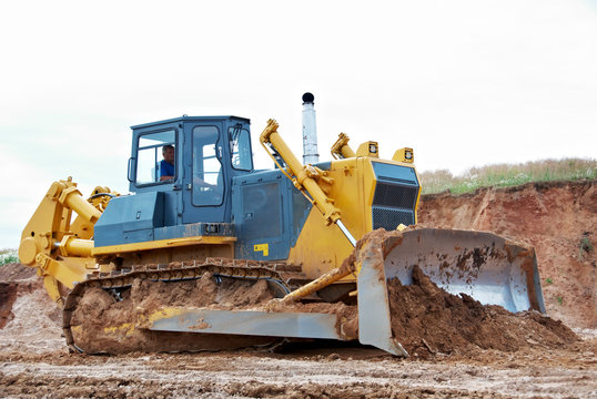 track-type loader bulldozer excavator at work